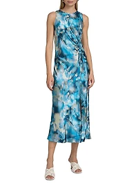 Gabriella Watercolor Sleeveless Midi-Dress