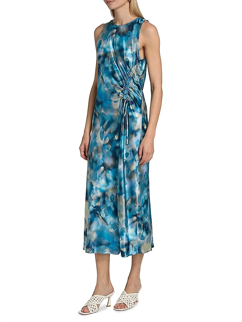 Gabriella Watercolor Sleeveless Midi-Dress