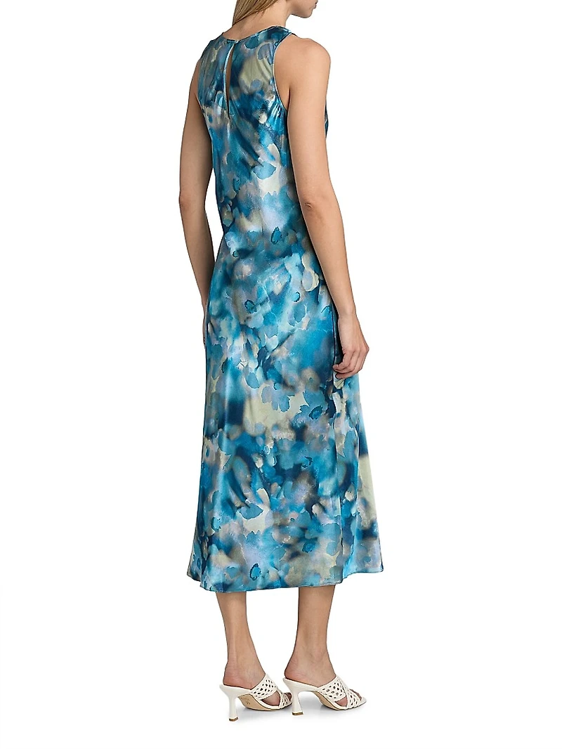 Gabriella Watercolor Sleeveless Midi-Dress