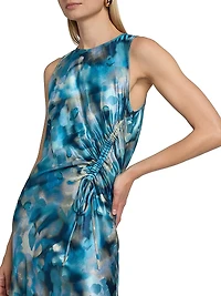 Gabriella Watercolor Sleeveless Midi-Dress