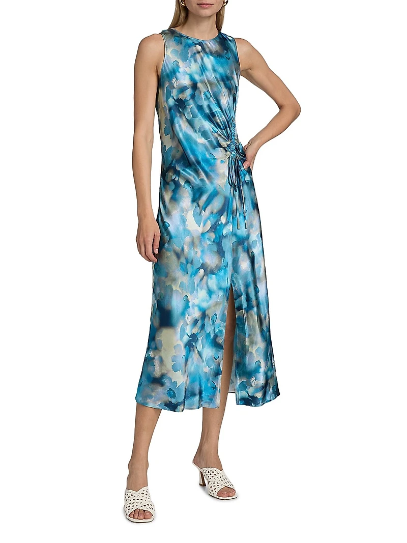 Gabriella Watercolor Sleeveless Midi-Dress