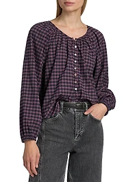 Indi Plaid Cotton-Blend Top
