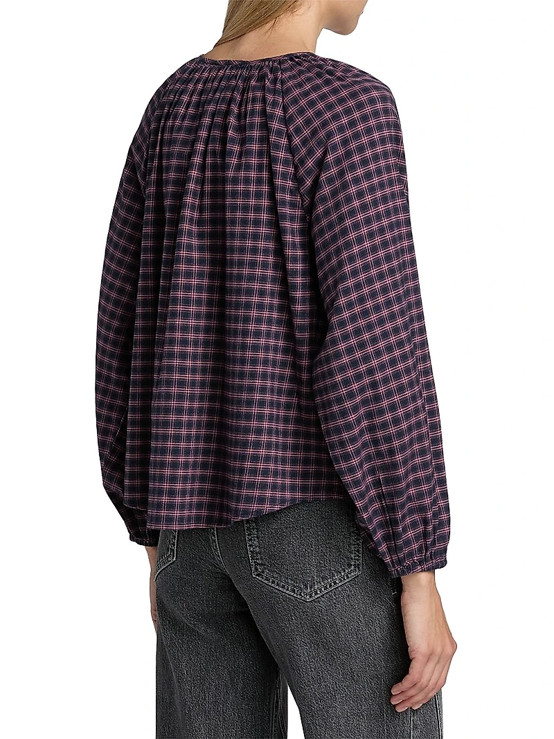 Indi Plaid Cotton-Blend Top