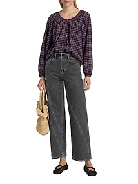 Indi Plaid Cotton-Blend Top