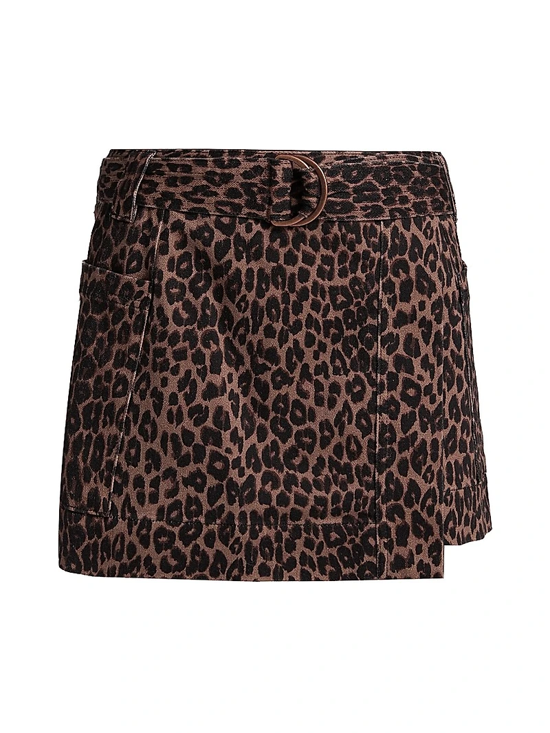Deanna Leopard Print Stretch-Cotton Miniskirt