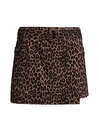 Deanna Leopard Print Stretch-Cotton Miniskirt