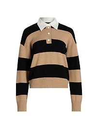 Paxton Striped Cotton-Blend Polo Sweater