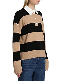 Paxton Striped Cotton-Blend Polo Sweater