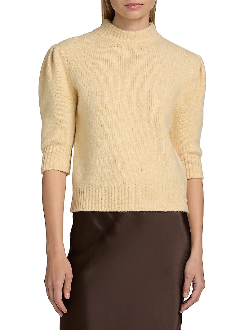Klara Mock Turtleneck Wool-Blend Knit Top
