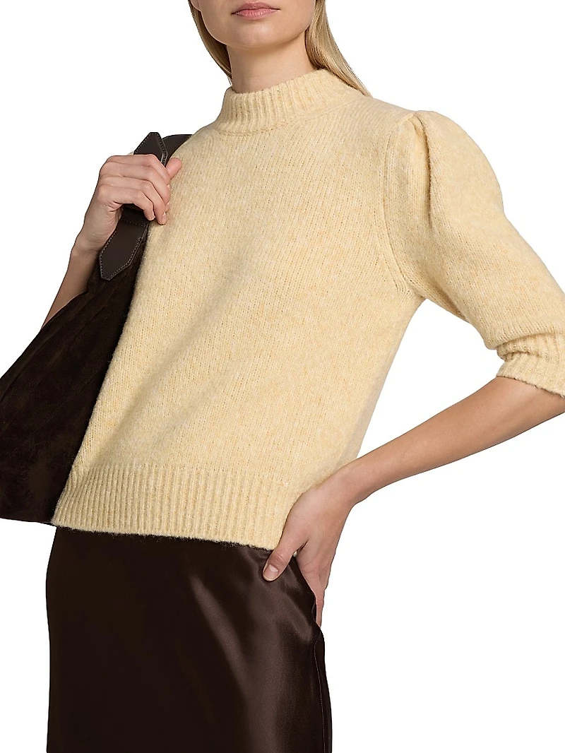 Klara Mock Turtleneck Wool-Blend Knit Top