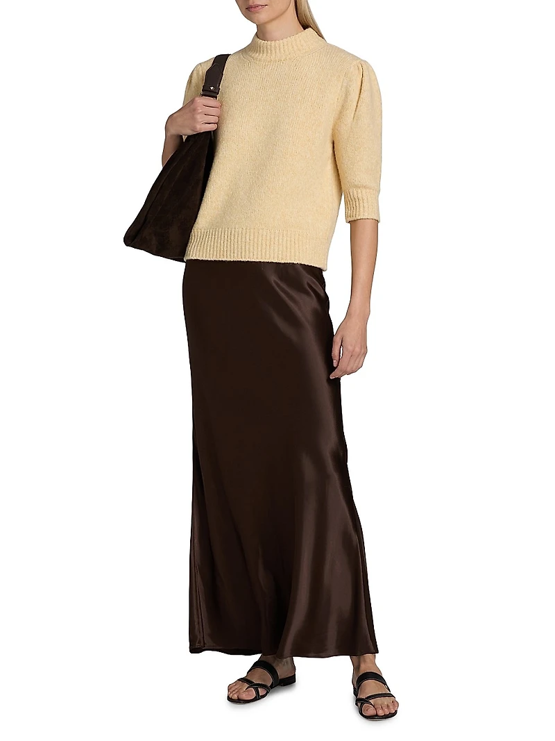 Klara Mock Turtleneck Wool-Blend Knit Top