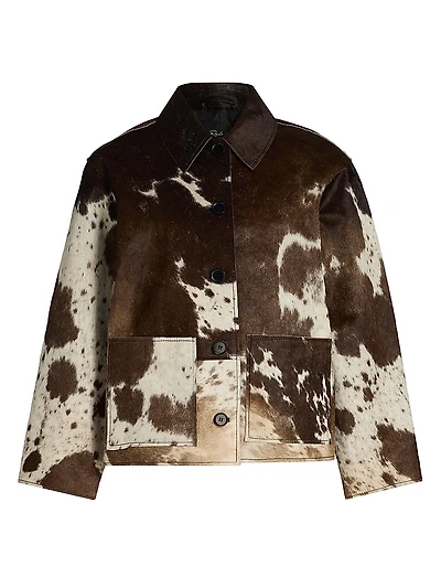 Haisley Abstract Print Leather Jacket