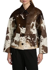 Haisley Abstract Print Leather Jacket