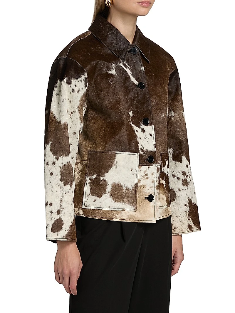 Haisley Abstract Print Leather Jacket