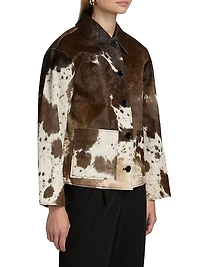 Haisley Abstract Print Leather Jacket