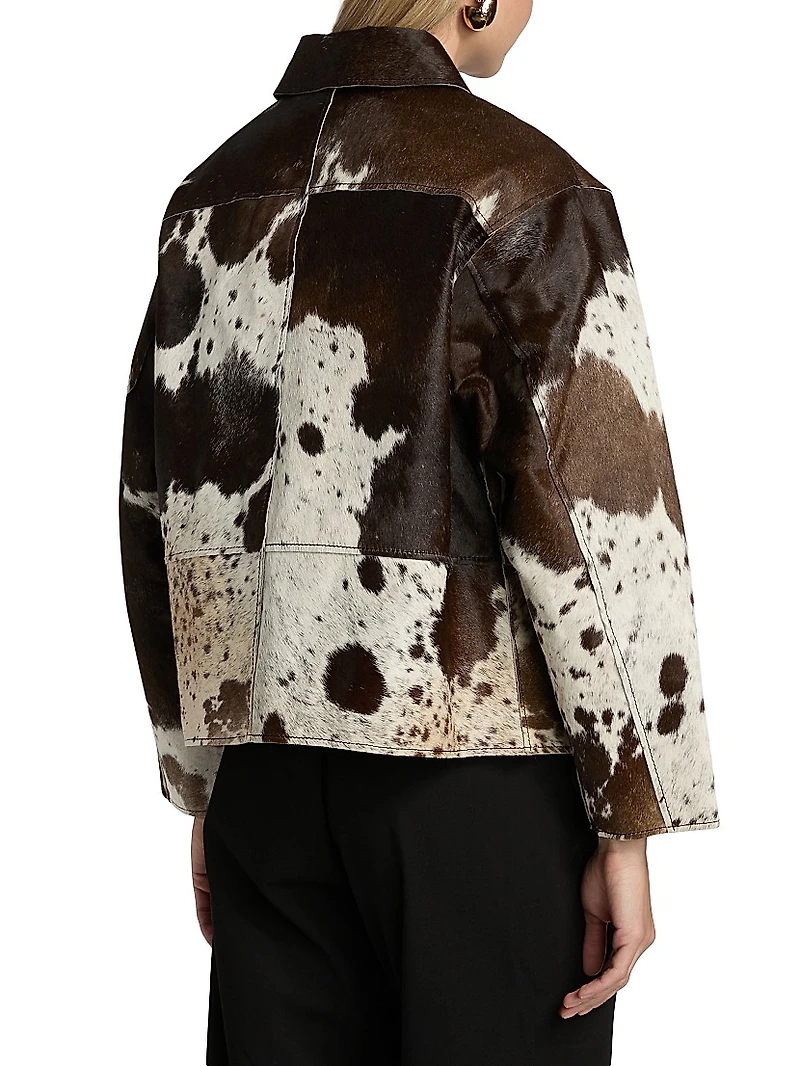 Haisley Abstract Print Leather Jacket