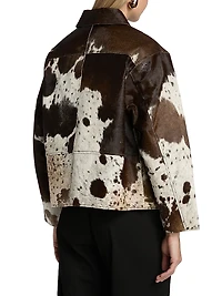 Haisley Abstract Print Leather Jacket