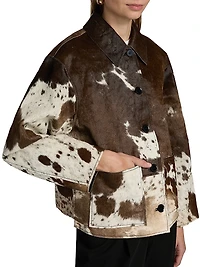 Haisley Abstract Print Leather Jacket