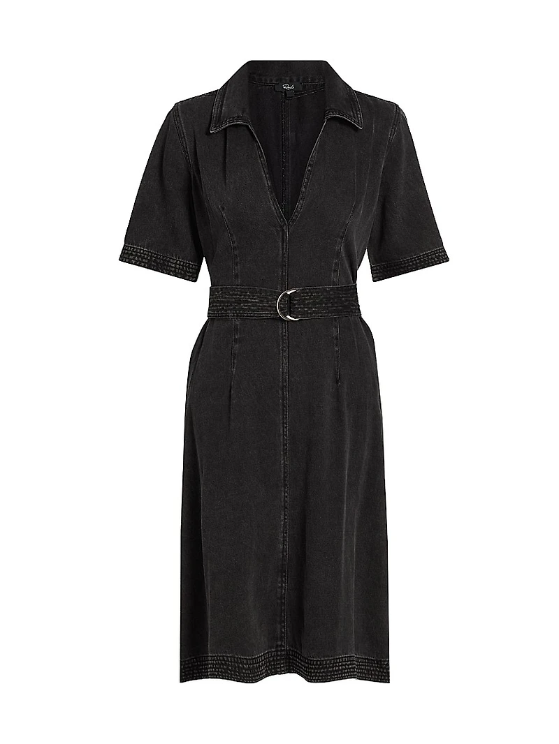 Mavis Belted Denim Knee-Length Dress