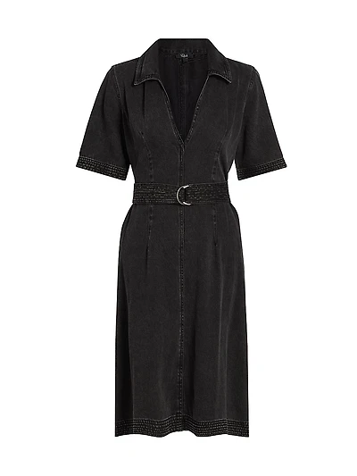 Mavis Belted Denim Knee-Length Dress