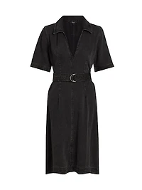 Mavis Belted Denim Knee-Length Dress