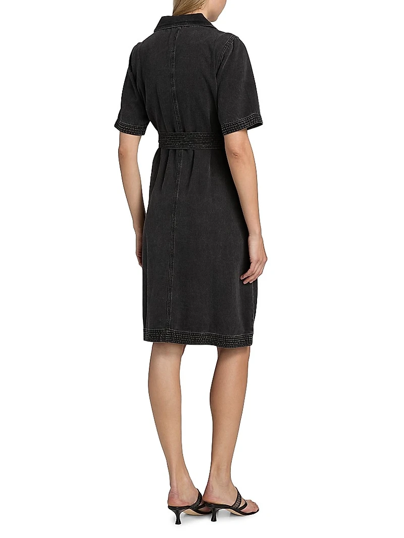 Mavis Belted Denim Knee-Length Dress