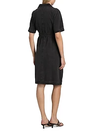 Mavis Belted Denim Knee-Length Dress