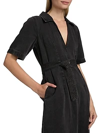 Mavis Belted Denim Knee-Length Dress