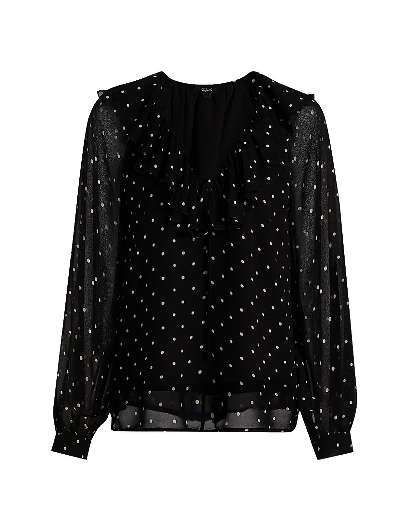 Honora Ruffled Polka Dot Blouse