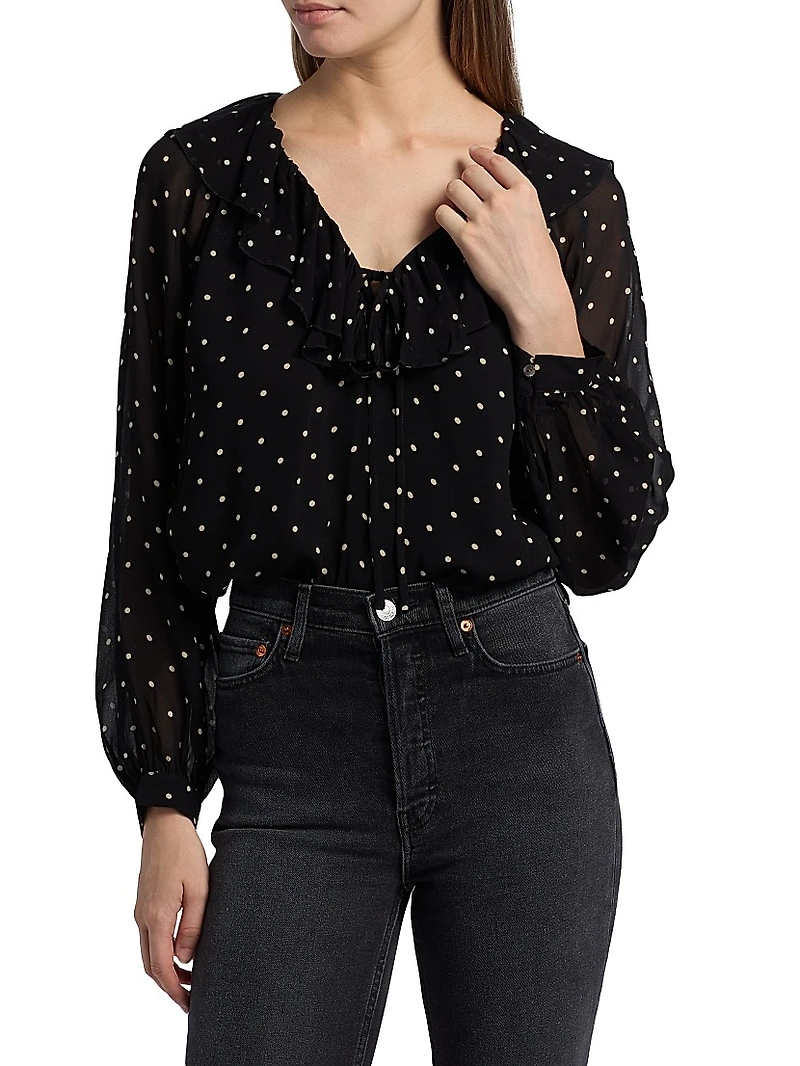 Honora Ruffled Polka Dot Blouse