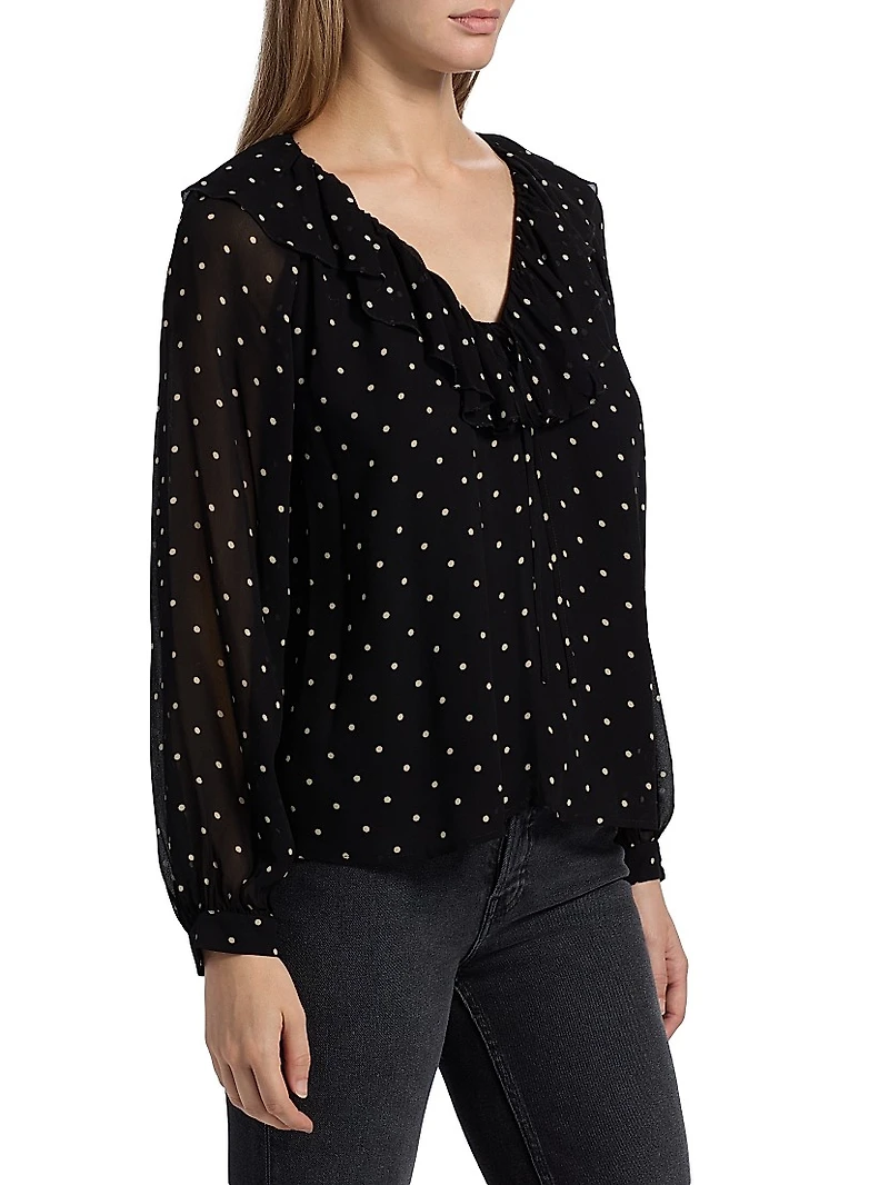 Honora Ruffled Polka Dot Blouse