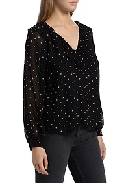 Honora Ruffled Polka Dot Blouse