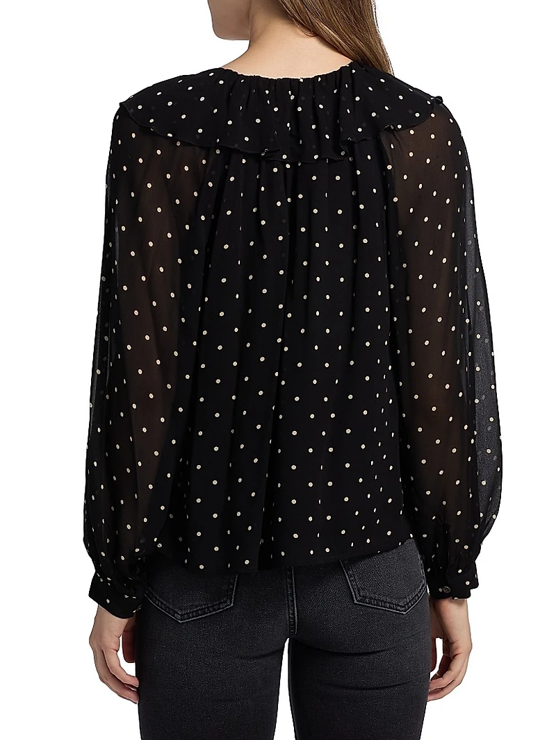 Honora Ruffled Polka Dot Blouse