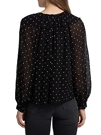 Honora Ruffled Polka Dot Blouse