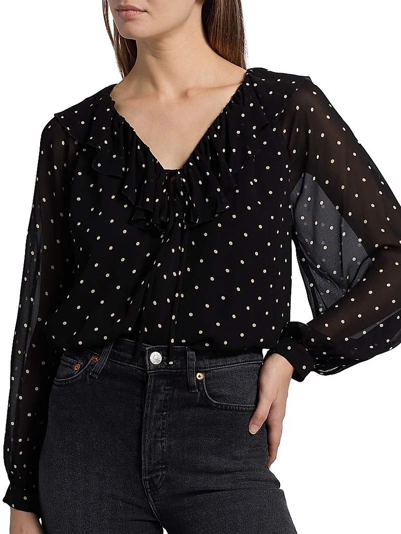 Honora Ruffled Polka Dot Blouse