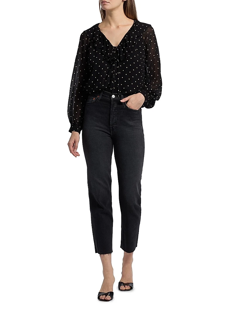 Honora Ruffled Polka Dot Blouse