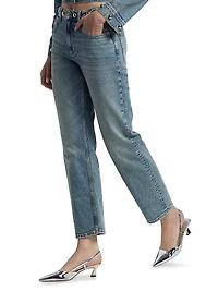 Topanga Stud High-Rise Straight Ankle Jeans