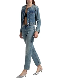 Topanga Stud High-Rise Straight Ankle Jeans