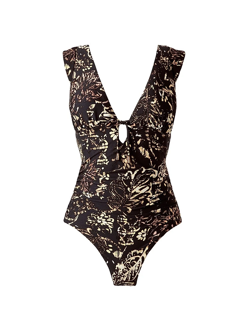 Balinese Dash Ruched One-Piece Swimsuit
