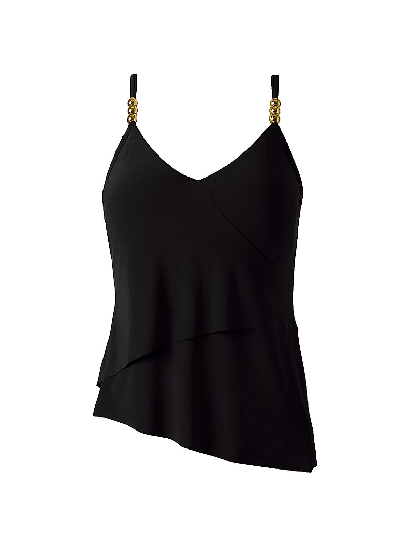 Solid Elsa Asymmetric Tankini Top