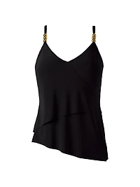 Solid Elsa Asymmetric Tankini Top