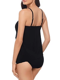 Solid Elsa Asymmetric Tankini Top