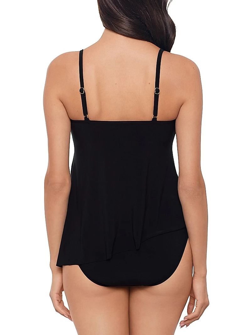 Solid Elsa Asymmetric Tankini Top
