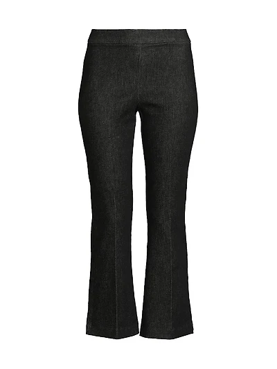 Stretch Denim Cropped Flare Pants