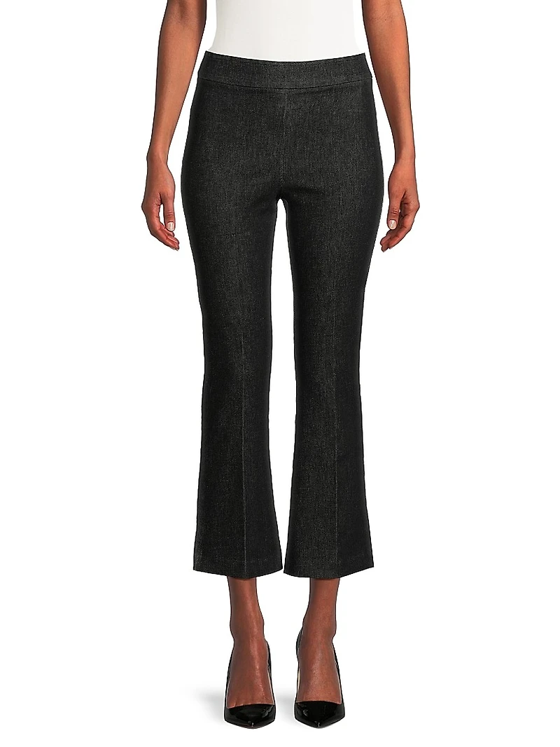 Stretch Denim Cropped Flare Pants