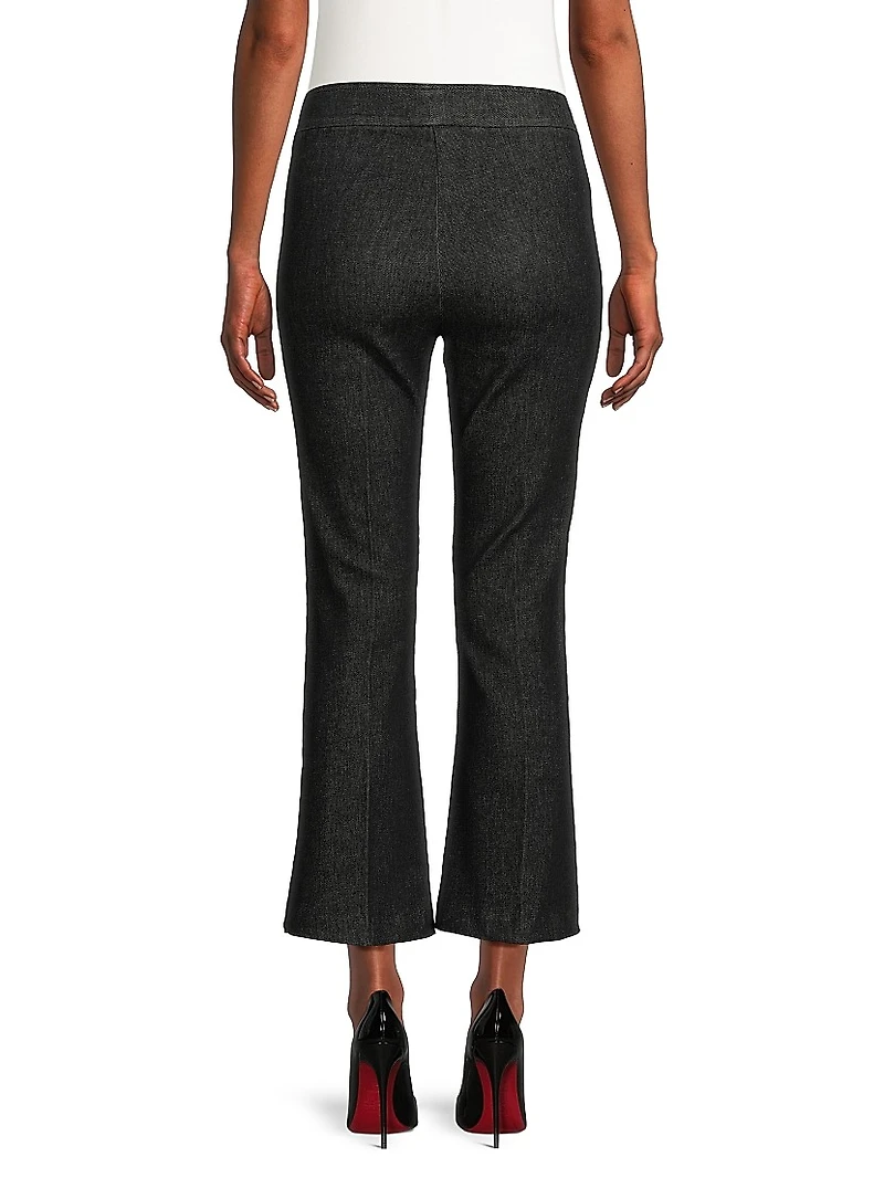 Stretch Denim Cropped Flare Pants