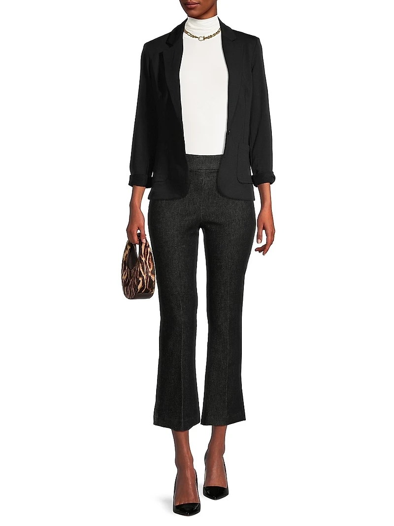 Stretch Denim Cropped Flare Pants