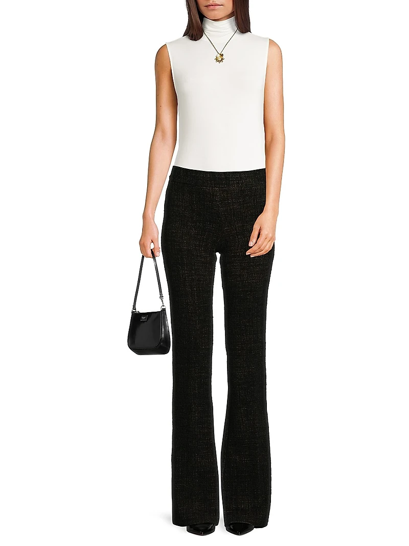 Cotton-Blend Full-Length Flare Pants