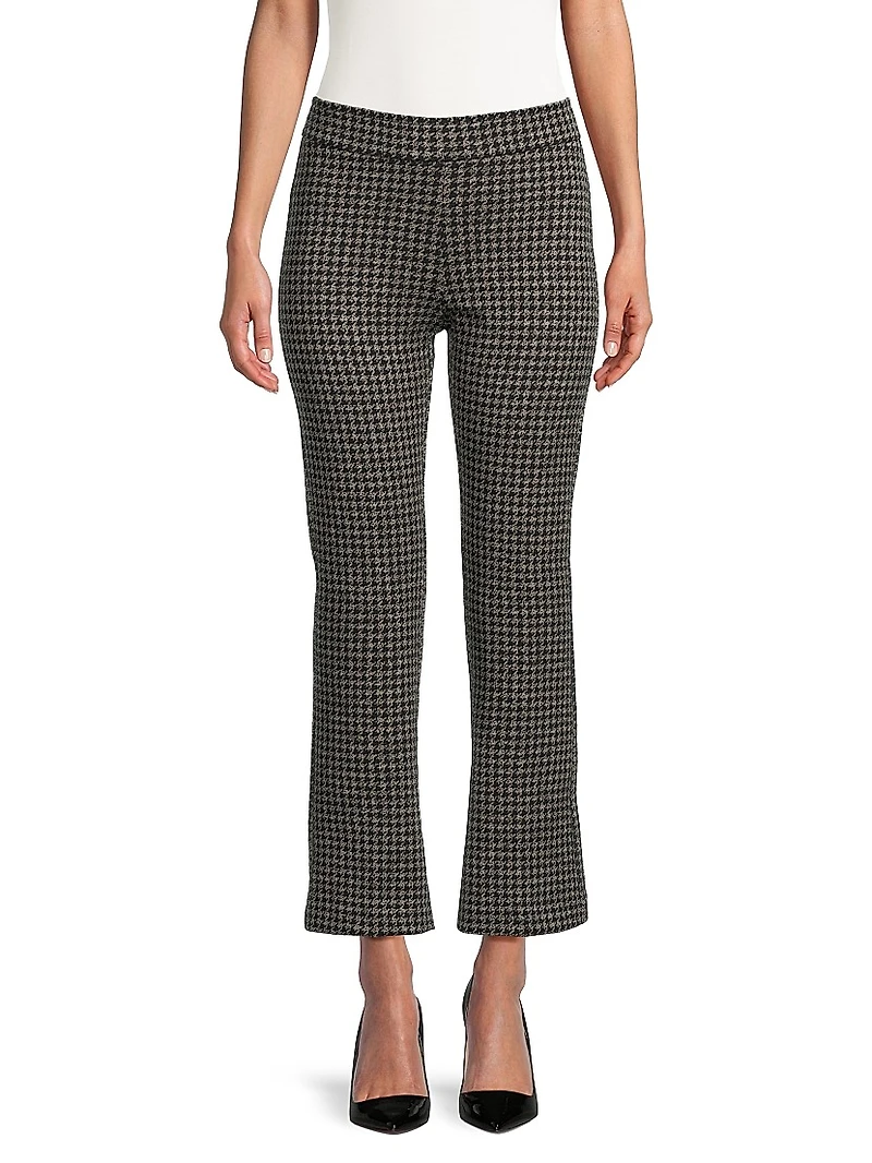 Avenue Montaigne Houndstooth Cropped Flared Pants
