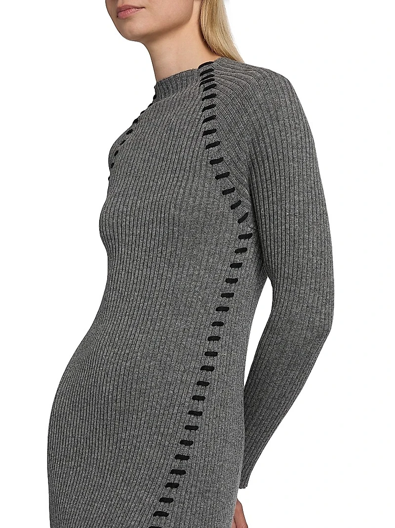 Imara Ribbed Wool Blend Midi-Dress
